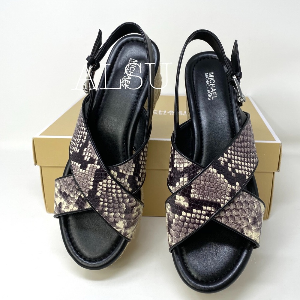 Michael Kors Wmns Sandal Jodi Mid Wedge Le Natural - Picture 5 of 9